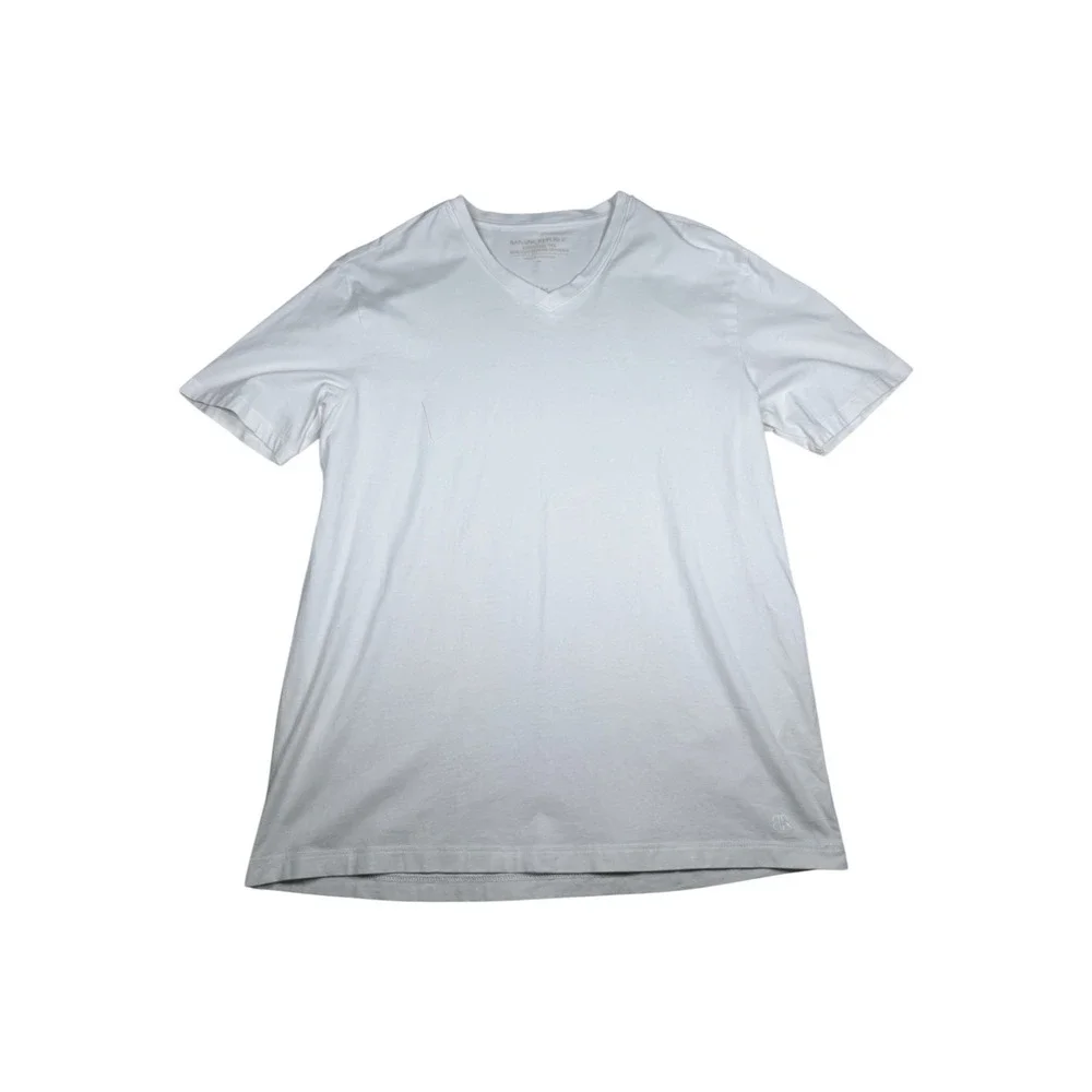 Banana Republic Mens Essential Tee White Cotton Spandex V-Neck T-Shirt Size M
